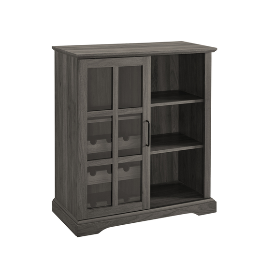Walker Edison Wine Storage Cabinet - Sliding Glass Door - 36-in - Slate Grey