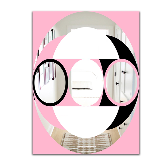 Designart Spacy Dimensions 13 Rectangular 35.4-in L x 23.6-in W Polished Mid-Century Pink Wall Mounted Mirror