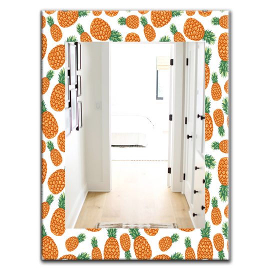 Designart 35.4-in x 23.6-in Orange Tropical Mood Pineapple Bohemian and Eclectic Mirror