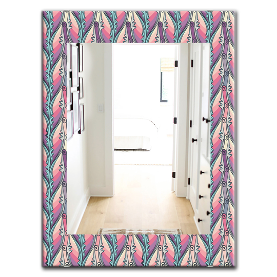 Designart 35.4-in x 23.6-in Pink Abstract floral Pattern Bohemian and Eclectic Mirror