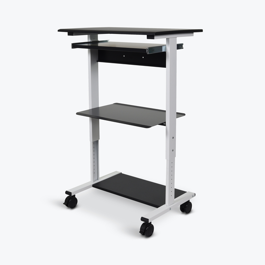 Luxor 29.4-in Three-shelf Adjustable Stand Up Workstation - Gray