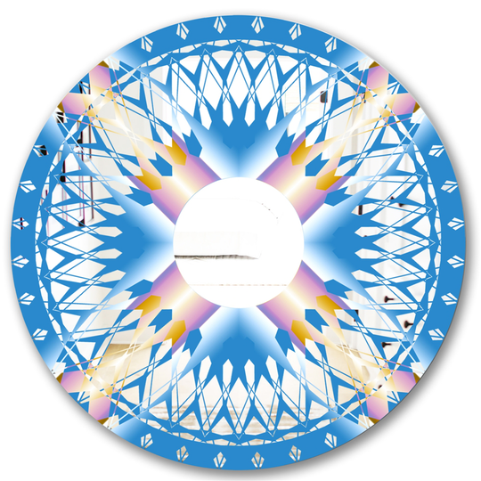 Designart Canada Round 24-in L x 24-in W Blue Polished Wall Mirror