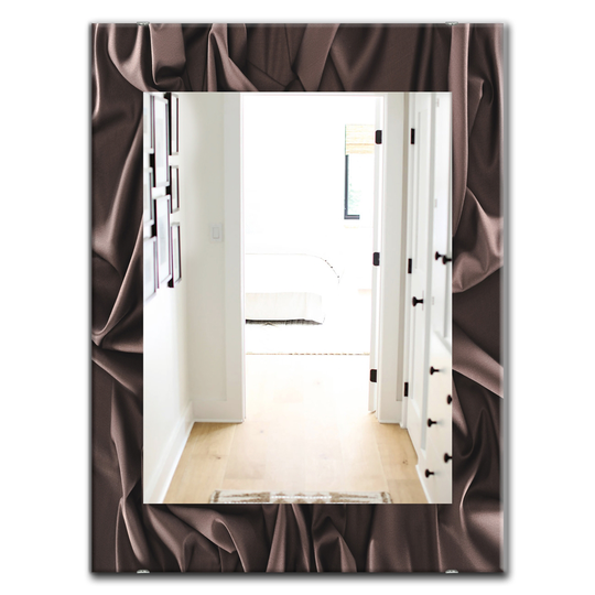 Designart Canada 35.4-in L x 23.6-in W Rectangle Folded Dark Silk Waves Polished Wall Mirror