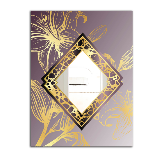 Designart Marbled Marvellous 2 Rectangular 35.4-in L x 23.6-in W Polished Glam Gold Wall Mounted Mirror