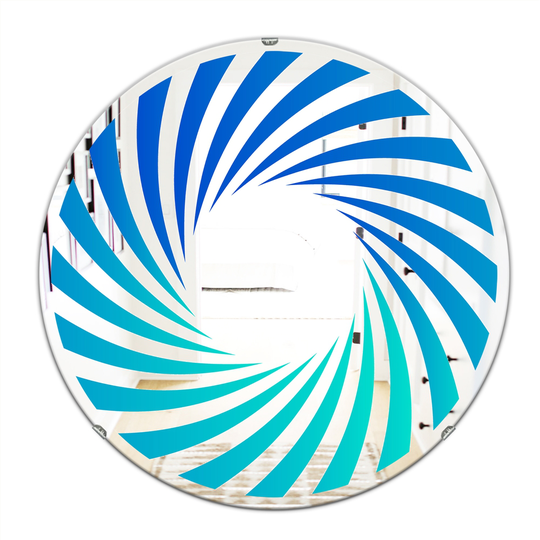 Designart Gradient Blue Lines Round 24-in L x 24-in W Polished Modern Wall Mounted Mirror