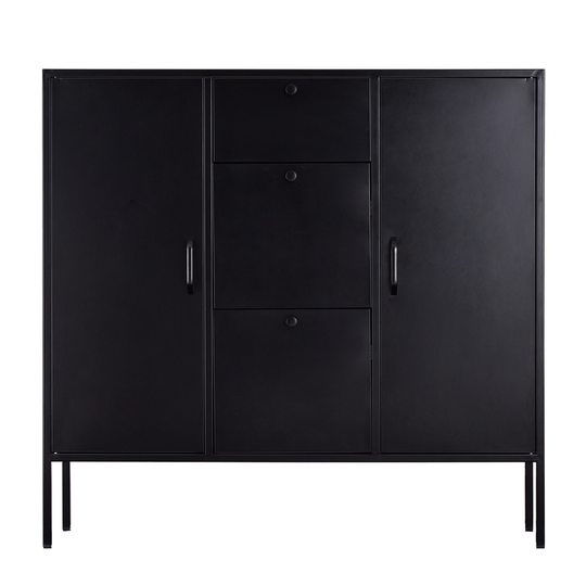 Homycasa Stanic Black Metal 3-Drawer Sideboard