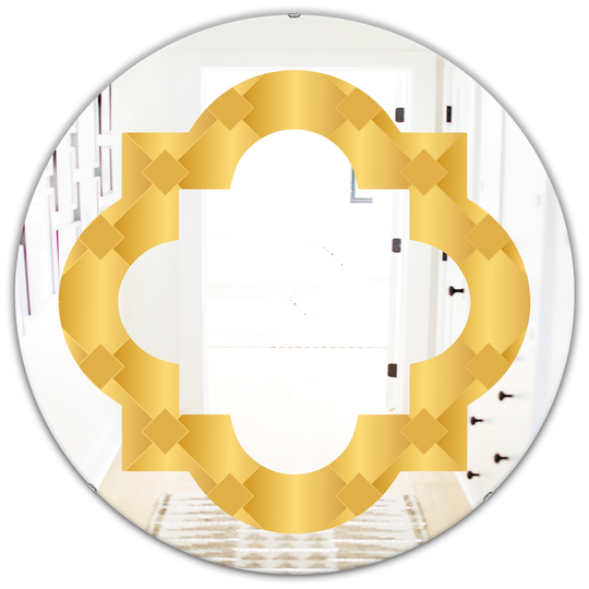 Designart 24-in x 24-in Golden Geometric I Modern Round Decorative Mirror