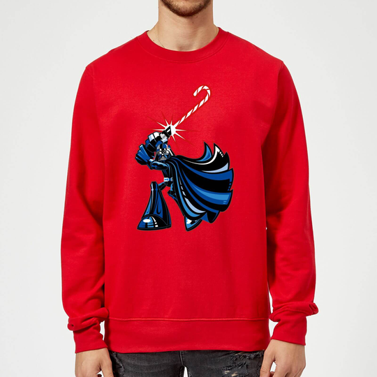 Star Wars Candy Cane Darth Vader Red Christmas Jumper - S - Red
