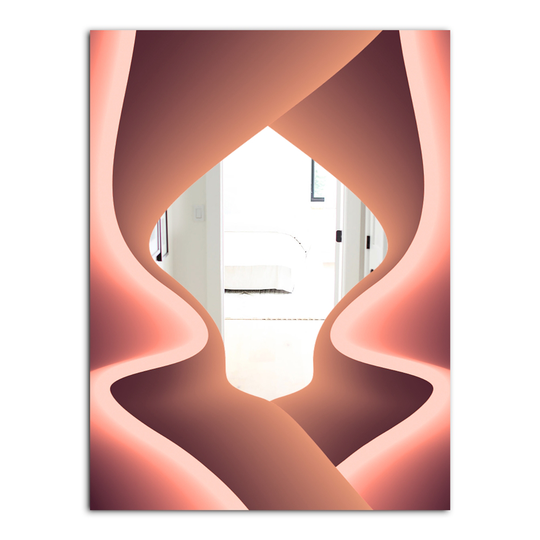 Designart Nebulous Waves 3 Rectangular 35.4-in L x 23.6-in W Polished Mid-Century Pink Wall Mounted Mirror