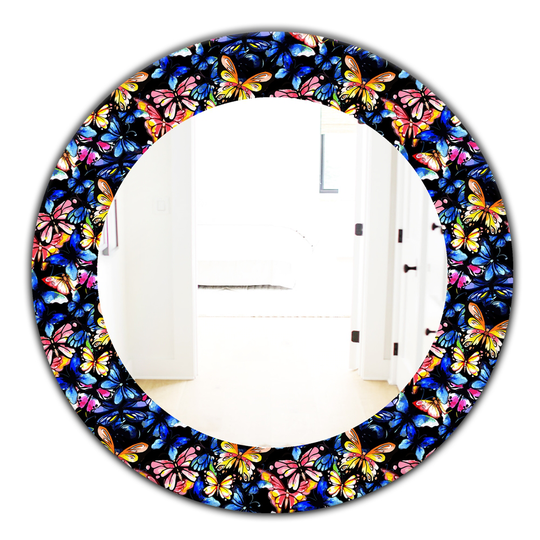 Designart 24-in x 24-in Blue Butterfly Modern Mirror