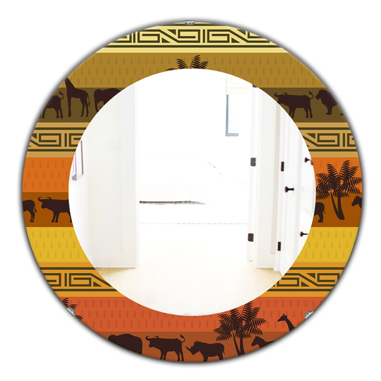 Designart Canada 24-in L x 24-in W Round African Wildlife Polished Wall Mirror