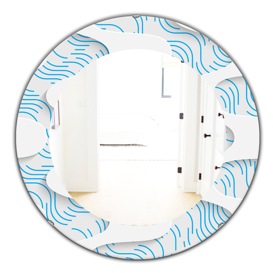 Designart Canada 24-in L x 24-in W Round White and Blue Scandinavian Polished Wall Mirror
