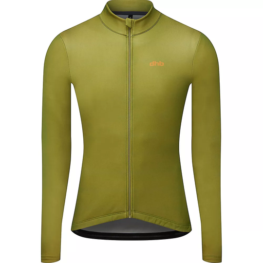 dhb Classic Long Sleeve Jersey - Plain - M} - Calla Green