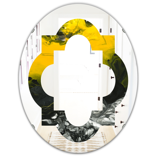 Designart Canada Oval 23.7-in W x 31.5-in L Marbled Yellow Modern Polished Wall Mirror
