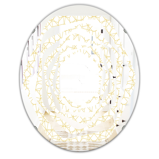 Designart 31.5-in x 23.7-in Gold Abstract Geometrical/Modern Oval Wall Mirror