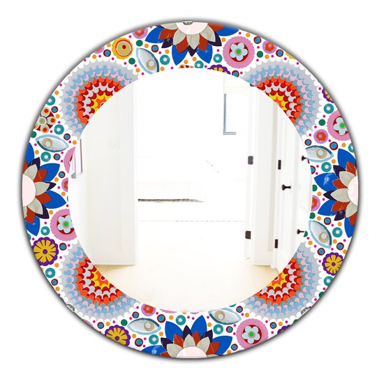 Designart 24-in x 24-in Red/Pink Blossom Bohemian and Eclectic Mirror