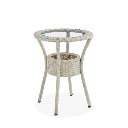 Alaterre Haven Round Wicker Outdoor End Table 20-in W x 20-in L