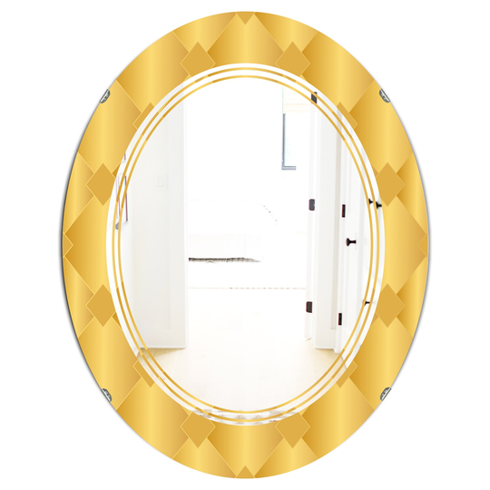 Designart 31.5-in x 23.7-in Golden Geometric I Modern Oval Mirror