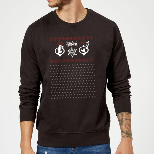 The Grinch Pattern Christmas Jumper - Black - S