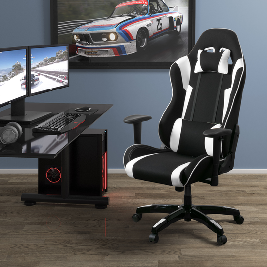 CorLiving High Back Ergonomic Gaming Chair - Black and White