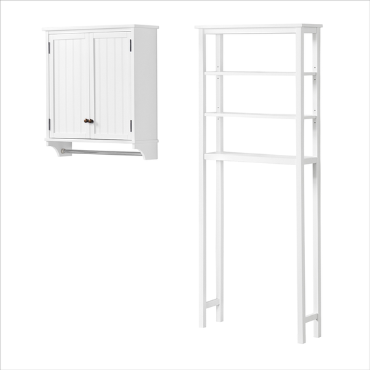 Alaterre Dover 27-in W x 65-in H x 8-in D White Pine Over the Toilet Etagere and Wall Cabinet with Towel Rod