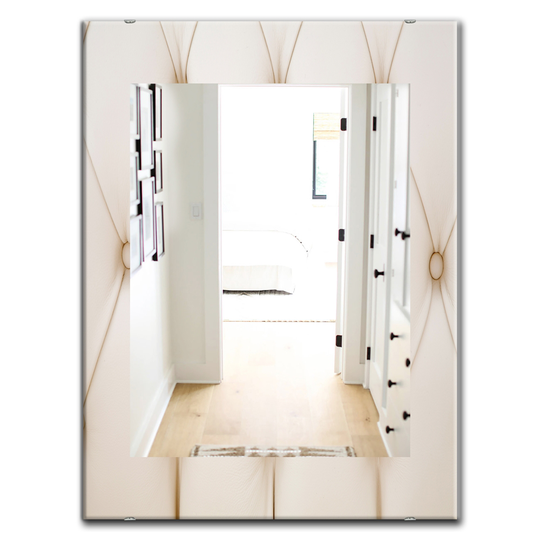 Designart 35.4-in x 23.6-in Ivory/Cream Leather Print II Modern Mirror