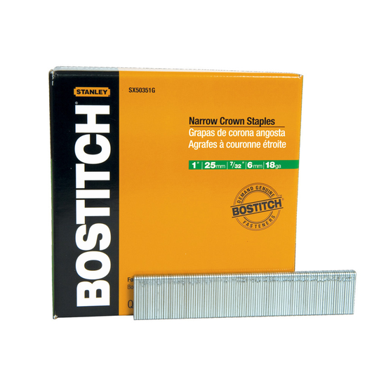Bostitch 1" 18-Gauge 7/32" Narrow Crown Finish Staple
