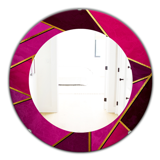 Designart Canada 24-in L x 24-in W Round Pink Capitl Gold Honeycomb Polished Wall Mirror