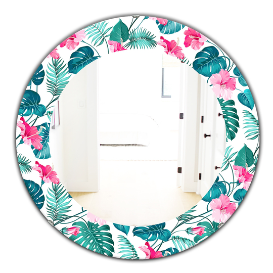 Designart 24-in x 24-in Tropical Mood Foliage Bohemian/Eclectic Mirror in Green