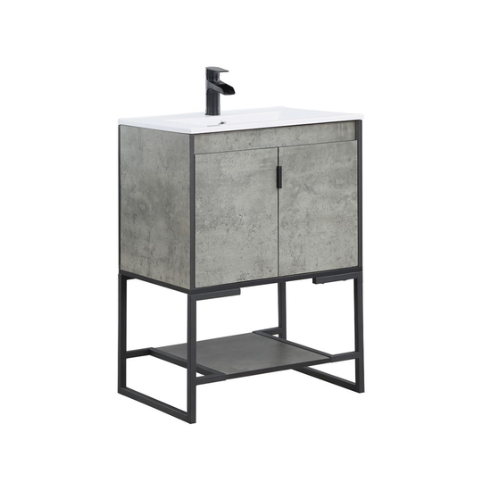 Manhattan Comfort Scarsdale 24-in Concrete Grey Single Sink Bathroom Vanity with White Ceramic Top