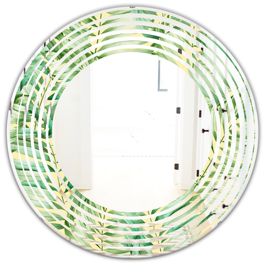 Designart Canada Round 24-in L x 24-in W Tropical Retro Foliage Polished Wall Mirror