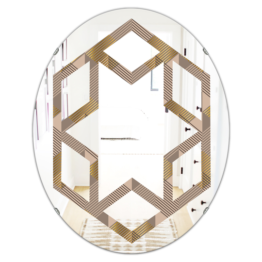 Designart Brown 31.5-in L x 23.7-in W Oval Retro Square Design VI Polished Wall Mirror