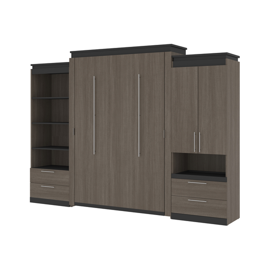Bestar Orion Queen Murphy Bed Integrated Storage (Bark grey & Graphite)