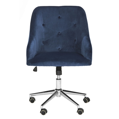 Safavieh 20.87-in Blue Evelynn Tufted Chrome Leg Swivel Office Chair