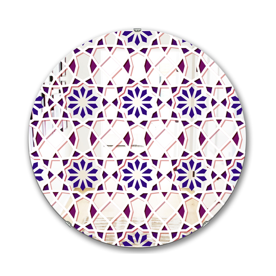 Designart Tiles Round 24-in L x 24-in W Polished Mid-Century Purple Wall Mounted Mirror