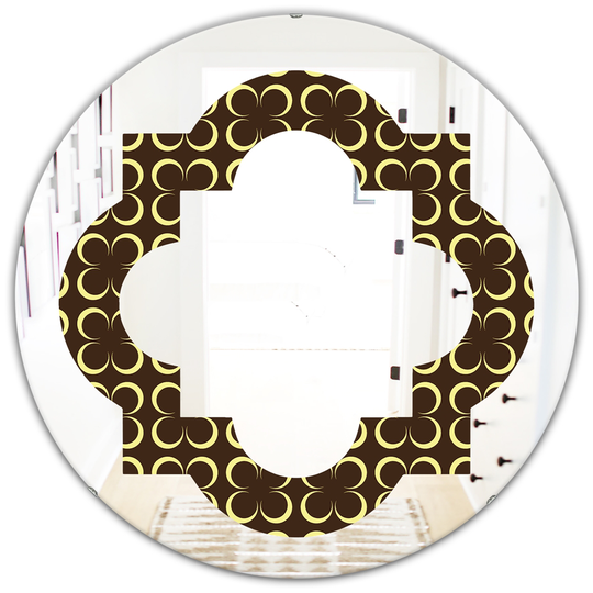 Designart 24-in Round Brown Floral Retro Pattern II Polished Wall Mirror