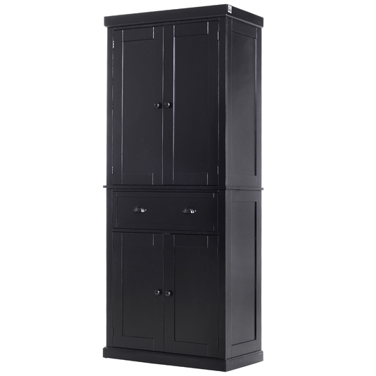 HomCom 29.92-in W Composite Wood Black Freestanding Pantry