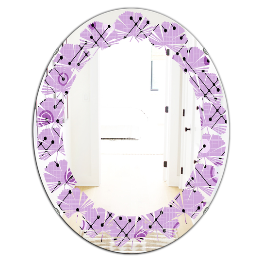 Designart Oval 31.5-in L x 23.7-in W Purple 1950 Retro Pattern III Polished Wall Mirror
