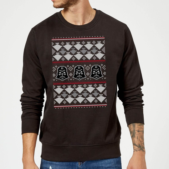 Star Wars Christmas Darth Vader Imperial Starship Knit Black Christmas Jumper - S