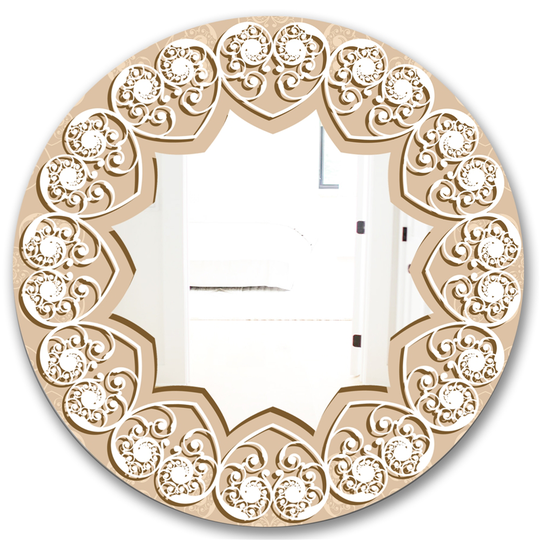 Designart Baby Pink and White Hearts Round 24-in L x 24-in W Polished Glam Gold Wall Mounted Mirror
