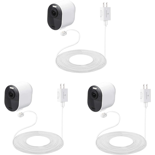 Wasserstein White 16-ft Charging Cable with Adapter for Arlo Pro 3/Pro 4/Ultra/Ultra 2 (3-Pack)