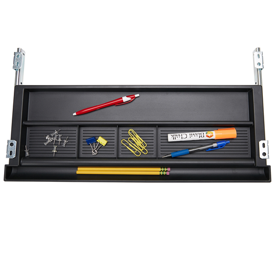 Mind Reader 21.26-in W x 1.38-in H x 11.22-in D Black Plastic Under Desk Tray