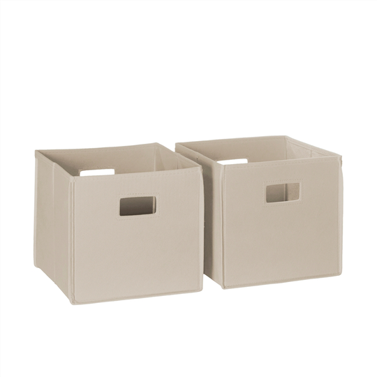 RiverRidge Home Folding Storage Bins - Fabric - 10.5-in x 10-in x 10.5-in - Taupe - 2-Pack