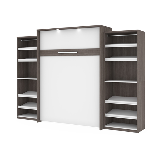Bestar Cielo Bark Grey & White - Queen Murphy Bed Integrated Storage