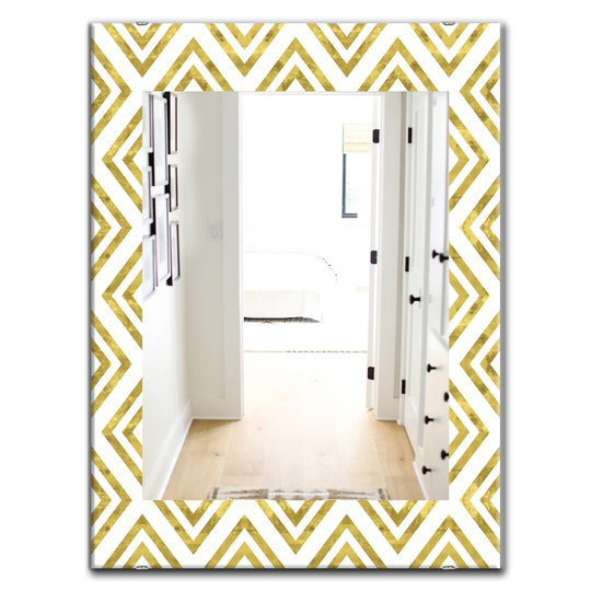 Designart 35.4-in x 23.6-in Yellow/Gold Capital Gold Honeycomb Mirror