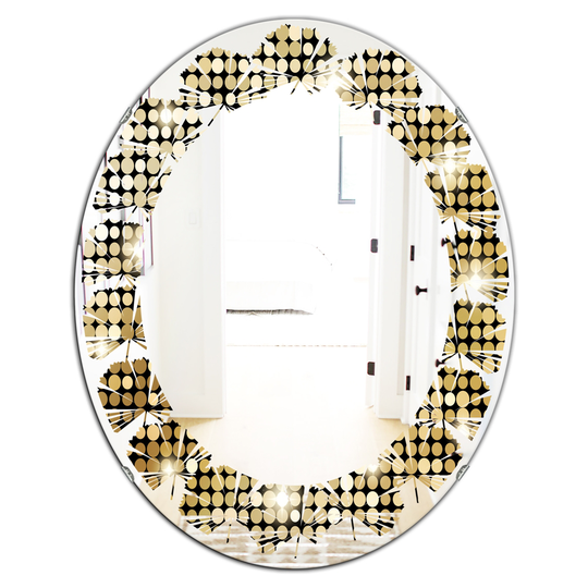 Designart 31.5-in x 23.7-in Abstract Gold Mosaic/Modern Oval Wall Mirror
