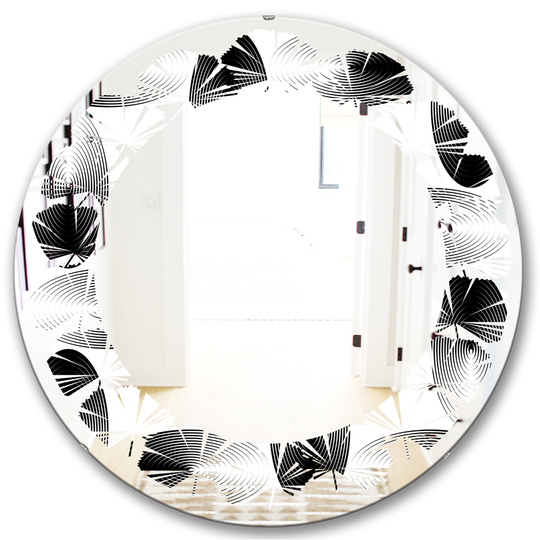 Designart 24-in x 24-in Geometrical Abstract Pattern IV Modern Round Wall Mirror in Black