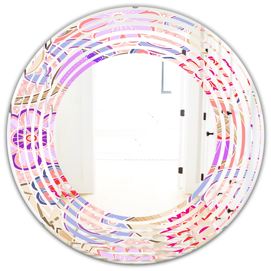Designart 24-in x 24-in Floral Botanical Retro XIII Modern Round Mirror in Multi-Colour