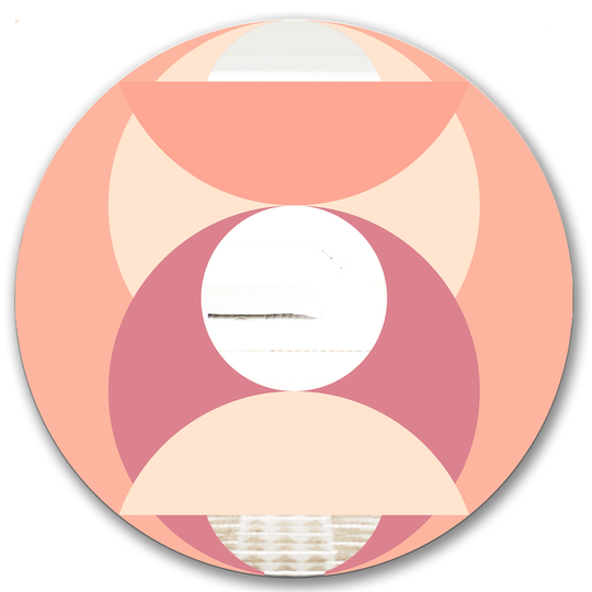 Designart Peach Circle Round 24-in L x 24-in W Polished Mid-Century Pink Wall Mounted Mirror