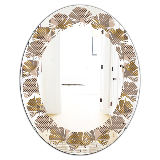 Designart Oval 31.5-in L x 23.7-in W Brown Retro Square Design VI Polished Wall Mirror